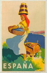 Woman With Ferrada On Her Head And Granary In The Background — José Morell, Josep Morell I Macias, Art Deco