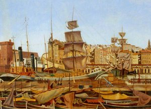 Marseilles Harbour, Quai Du Port — Edward Alexander Wadsworth, Impressionism