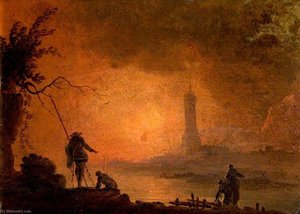 A Lighthouse With Fishermen — Francesco Fidanza