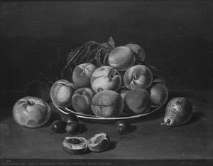 Still Life: Peaches, Apple, And Pear — John A. Woodside, Baroque