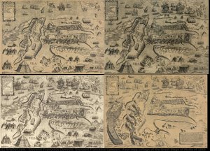 Four-map Collage Of The Great Siege Of Malta Of 1565 — Giovanni Francesco Camozio, Giovanni Francesco Camozzi