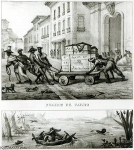 Negroes With A Cart And A Brazilian Boat Made — Jean-baptiste Debret