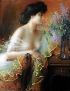 femme au bouquet de lilas