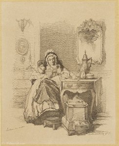 Old lady reading.
