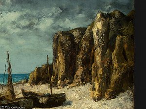 Barcos En La Playa, Étretat, Después De Detalj 1 — Gustave Courbet, Contemporary Realism