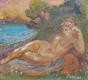 Reclining Female Nude — David Davidovich Burliuk