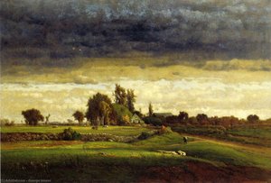 Landscape With Farmhouse — George Innes, Tonalism