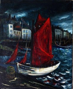 Barca De Pesca Con Vela Roja — Marie-thérèse Auffray