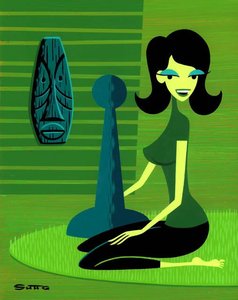 Game girl portrait in lime