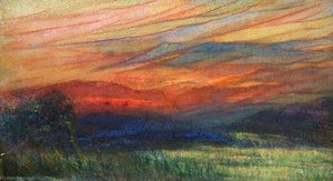Landscape and Red Sky