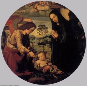 Adoration Of The Child With Angel — Mariotto Albertinelli