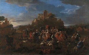 La curea - curée - con corte Regale, Carlo Emanuele II e Franesca d