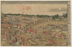 Watching Fireworks In The Cool Of The Evening At Ryôgoku Bridge — Katsushika Hokusai