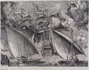 Man Of War Between Two Galleys — Pieter Bruegel The Elder, Mannerism
