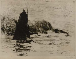 Sailors And Three Small Steamers — Emile Nolde