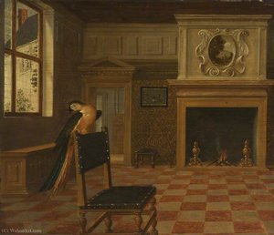 Interior of a House with a Macaw on a Chair