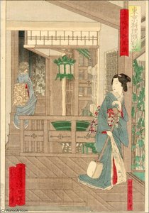 Geisha With Koto — Tsukioka Yoshitoshi, Ukiyo-e
