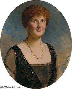 Portrait Of A Lady With A Pearl Necklace — Baron Heinrich Von Angeli