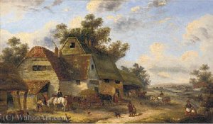 Figures in a farmyard