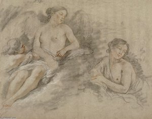 Figure Ailee Sur Des Nuees Avec Un Enfant Et Une Femme — Louis Jean François Lagrenée