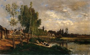 Washerwomen By The Water At Morning