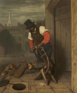 The Wood Sawyer — Charles Edward Weir, Genre Painting