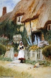 By The Cottage Gate — Arthur Claude Strachan