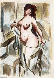 Female Nude With Drape — Carl Newman