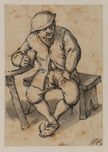 Peasant Seated At Table With A Glass — Adriaen Van Ostade