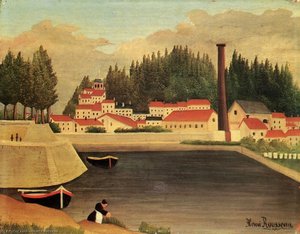 Village Near A Factory — Henri Julien Félix Rousseau (le Douanier), Post-impressionism