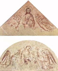 Segnender Erlöser (tympanon) Und Madonna Der Demut (lunette) — Simone Martini