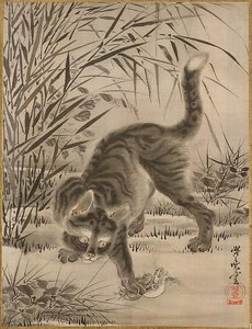 Cat Catching A Frog — Kawanabe Kyōsai