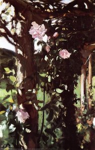 A Rose Trellis (roses At Oxfordshire) — John Singer Sargent, Impressionist Landscape