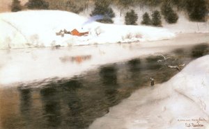 Winter At Simoa River — Frits Thaulow