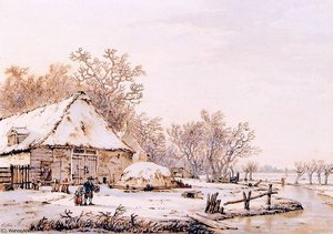 Winterlandscape With Farm Sun — Abraham Van Strij