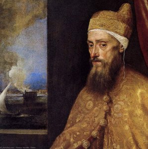 Portret Doža Francesca Veniera (detalj) — Tiziano, Italijanska Renesansa