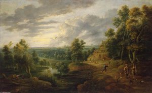 Landscape With Hunters — Lucas Van Uden, Baroque Landscape