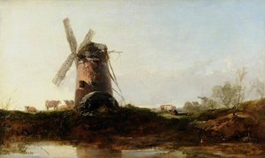 Landscape With A Windmill And Cattle — Henry Bright