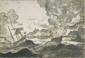 Vessels Caught In A Storm — Salvator Rosa