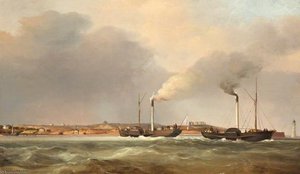 Paddle Steamer Ferries Off New Brighton — Samuel Walters