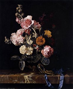 Vase Of Flowers With Pocket Watch — Willem Van Aelst