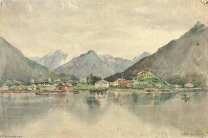 Sitka From The Islands, Showing Russian Castle, 1888 — Theodore J. Richardson