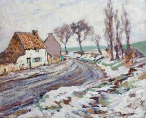 Cottage Lane In Winter — Robert Ernest Mceune