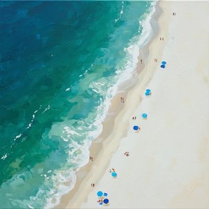 Azure Rhythms: A Singular Study Of Coastal Flow And Impasto Shoreline Serenity — Christian Noiret, Contemporary Abstract