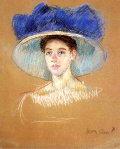 Woman's Head With Large Hat — Mary Stevenson Cassatt, Impressionism