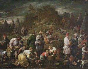 The Israelites Gathering Manna — Francesco Bassano Ii