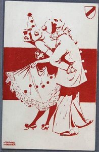 Red And White Figures And Small Shield — Raphael Kirchner