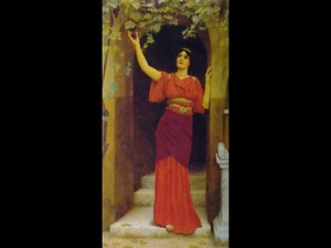 Young Girl Picking Grapes — R.b.a John William Godward