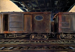 Freight Cars under a Bridge