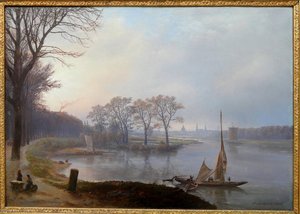 Prospect Of Dresden Seen From Pieschen, March Haze — Johan Christian Claussen Dahl, Romanticism